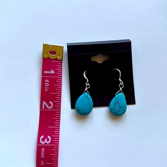 Vintage Y2K Faux Turquoise and Silver Cross Charm Bracelet and Earring Set - Picture 7 of 8